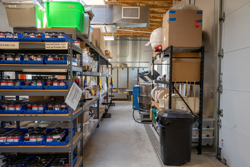 Storage and Finishing room of Silo glass in San Marcos, Texas. Commercial building custom built by S.B. Thompson Construction.