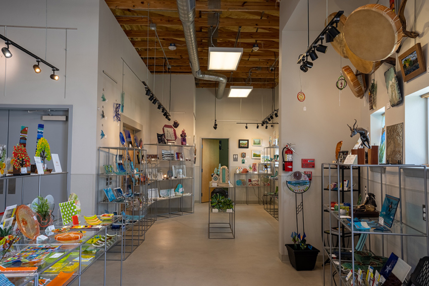 Gift shop of Silo glass in San Marcos, Texas. Commercial building custom built by S.B. Thompson Construction.