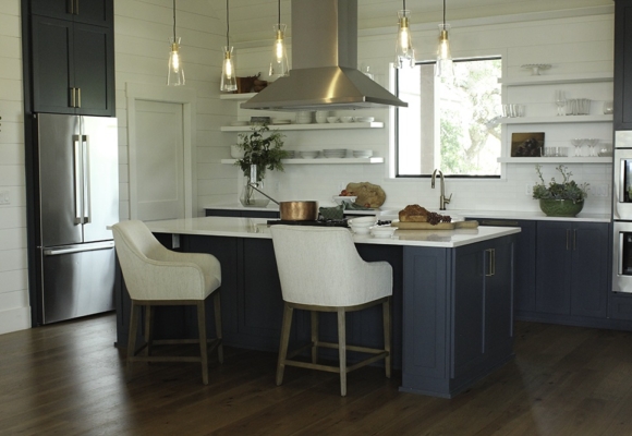 Black white and blue Wimberley Kitchen built by S.B. Thompson Construction, Modern farmhouse design