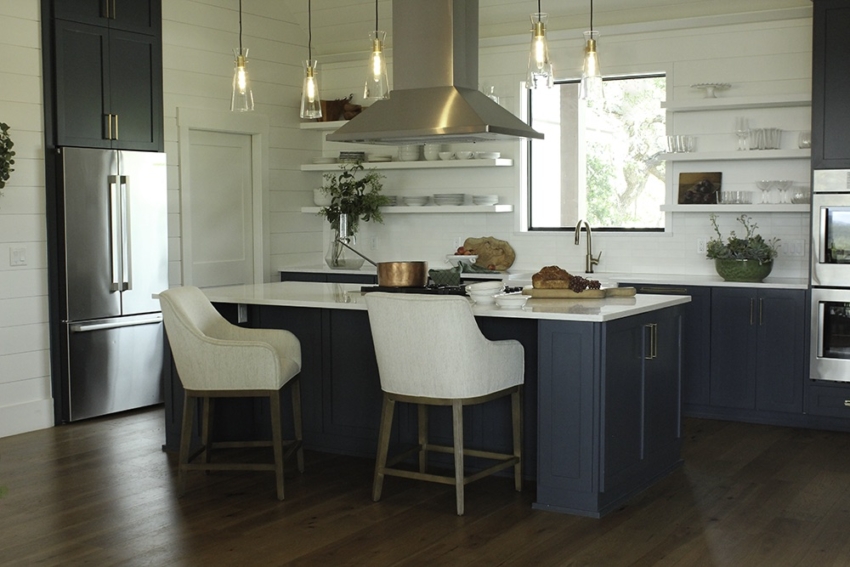 Black white and blue Wimberley Kitchen built by S.B. Thompson Construction, Modern farmhouse design